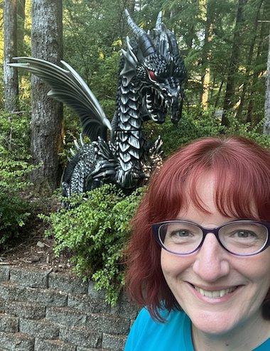 Author Eliza Gayle with her dragon